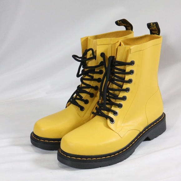 Dr. Martens Shoes - RARE DR. MARTENS Drench 8-Eye Yellow Rain Boots